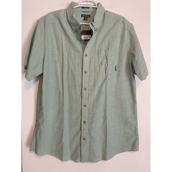 NWT Eddie Bauer Red Grifton Short-Sleeve Shirt Cotton Button Up Size XLT - Picture 1 of 4